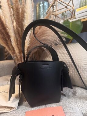 ACNE STUDIOS NWT Micro Musubi Black Leather Crossbody Bag with Adjustable Strap